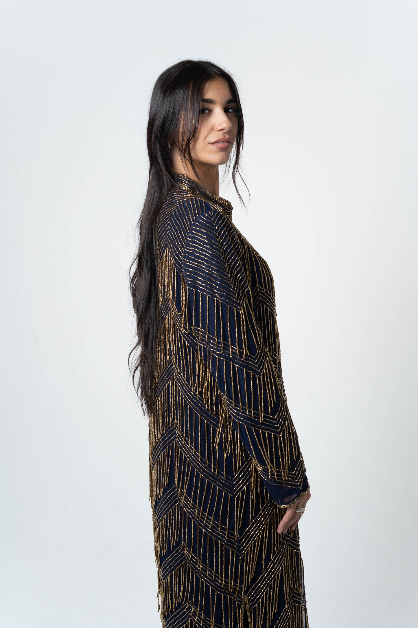 Caftan REEM blue and gold